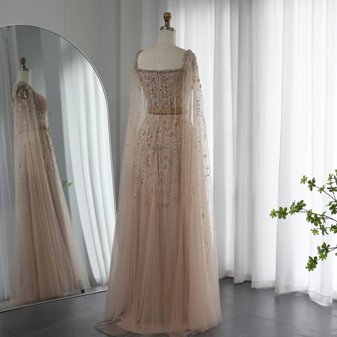 Champagne Dubai Evening Dresses Luxury Women Wedding Party Gown SS376