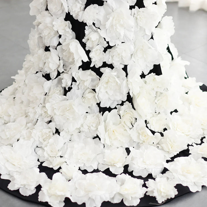Chic 3D Flowers Black Velvet Mermaid Evening Dresses with Gloves SS748