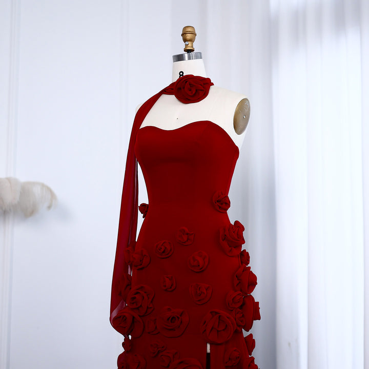 Chic Baby Pink 3D Flowers Mermaid Evening Dress 2025 SS207