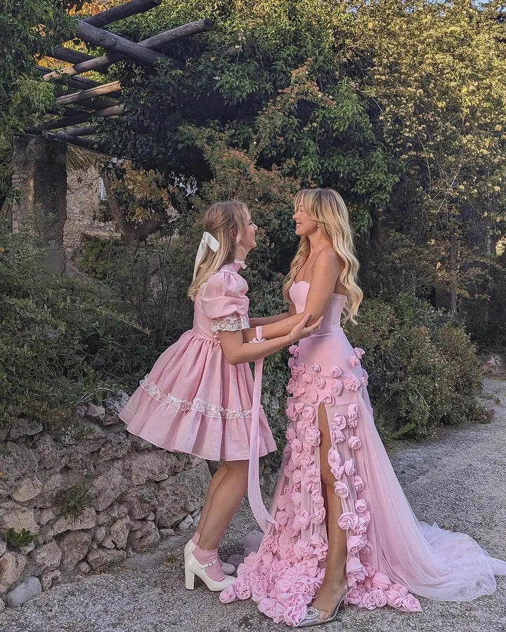 Chic Baby Pink 3D Flowers Mermaid Evening Dress 2025 SS207