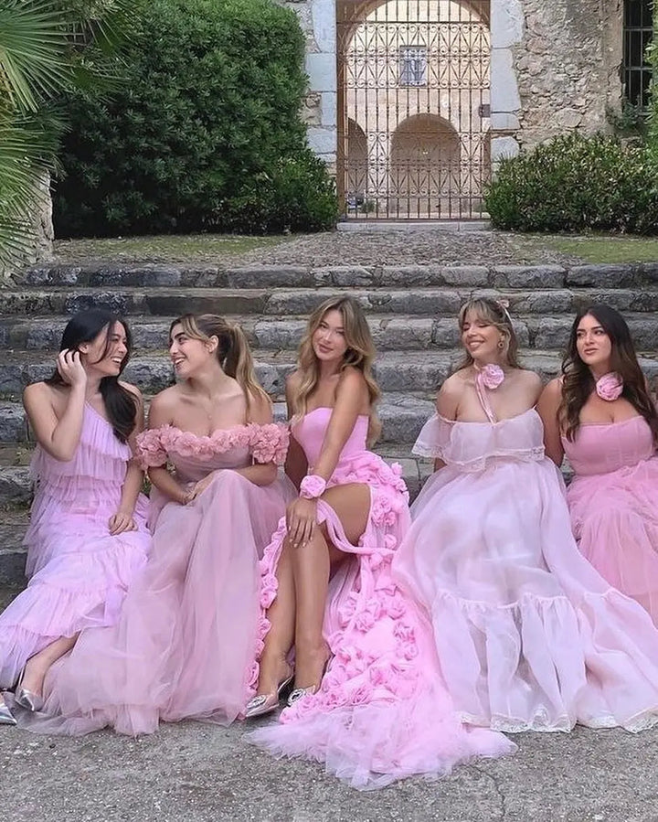 Chic Baby Pink 3D Flowers Mermaid Evening Dress 2025 SS207