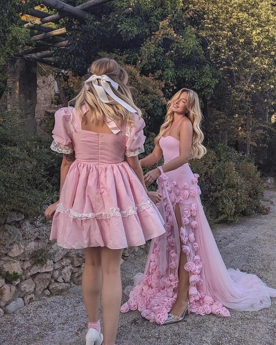 Chic Baby Pink 3D Flowers Mermaid Evening Dress 2025 SS207