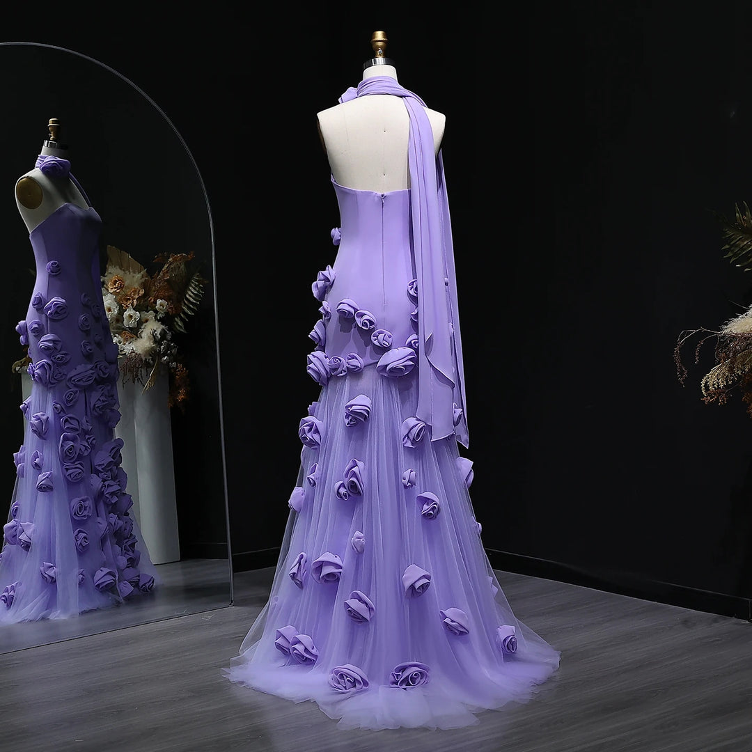 Chic Baby Pink 3D Flowers Mermaid Evening Dress 2025 SS207