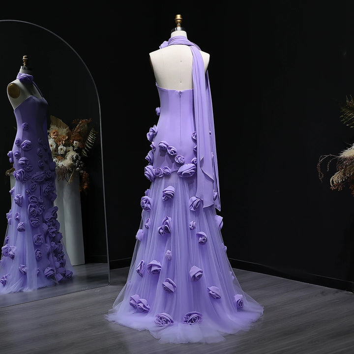 Chic Baby Pink 3D Flowers Mermaid Evening Dress 2025 SS207