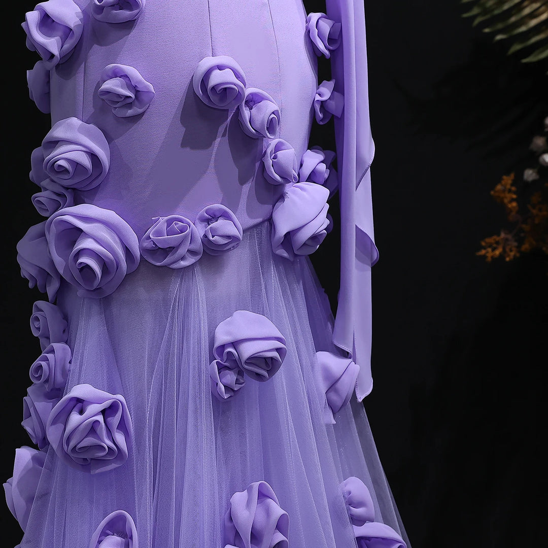 Chic Baby Pink 3D Flowers Mermaid Evening Dress 2025 SS207