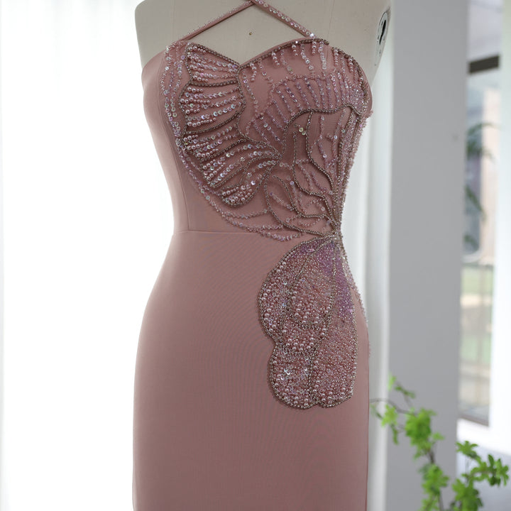 Crisscross Straps Pink Evening Dress Luxury Dubai Women Wedding Gowns SS476