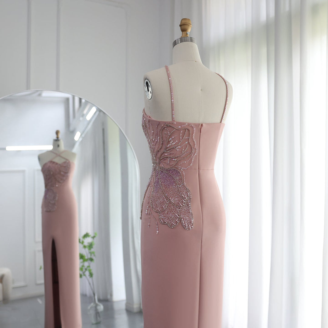 Crisscross Straps Pink Evening Dress Luxury Dubai Women Wedding Gowns SS476
