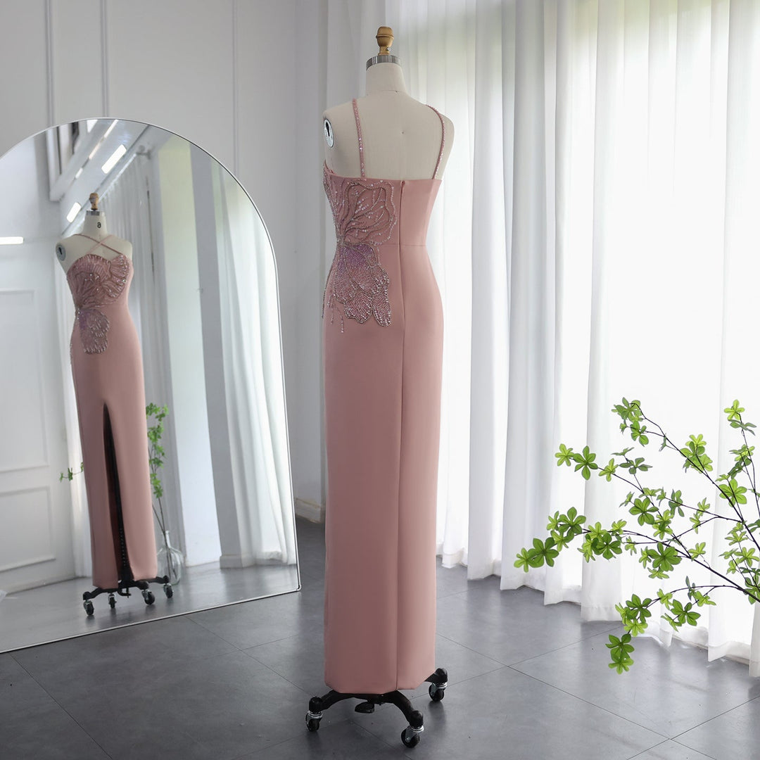 Crisscross Straps Pink Evening Dress Luxury Dubai Women Wedding Gowns SS476