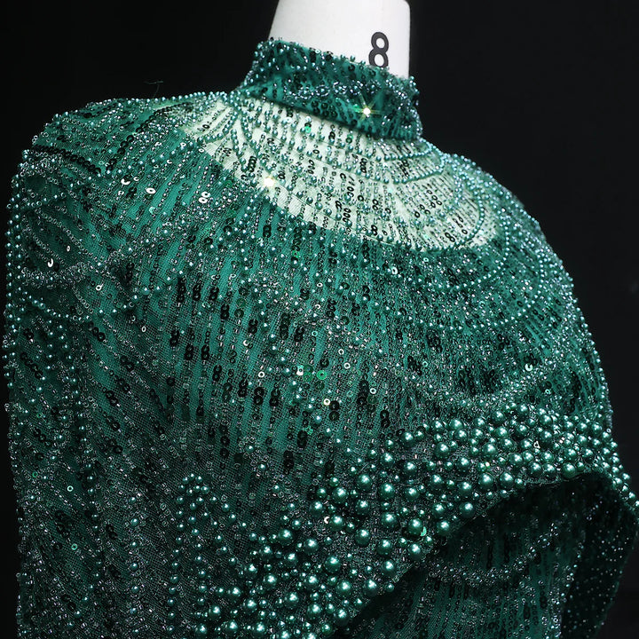 Nude Luxury Long Sleeves Muslim Evening Dresses with Cape SS369A