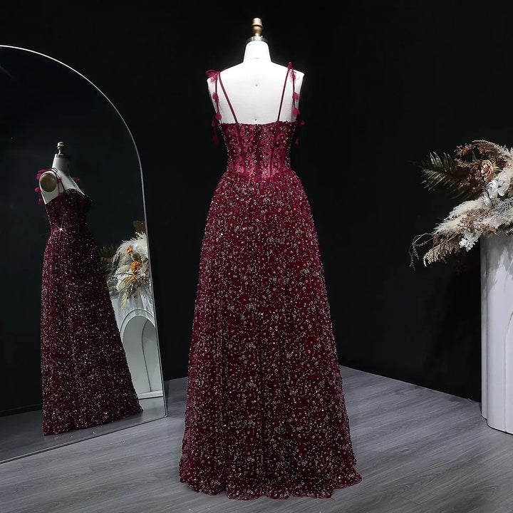 Delicate Pink 3D Floral Spaghetti Evening Dress SS701-DreamyVow
