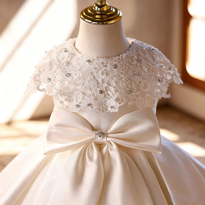 D295 off white short princess flower girl dress