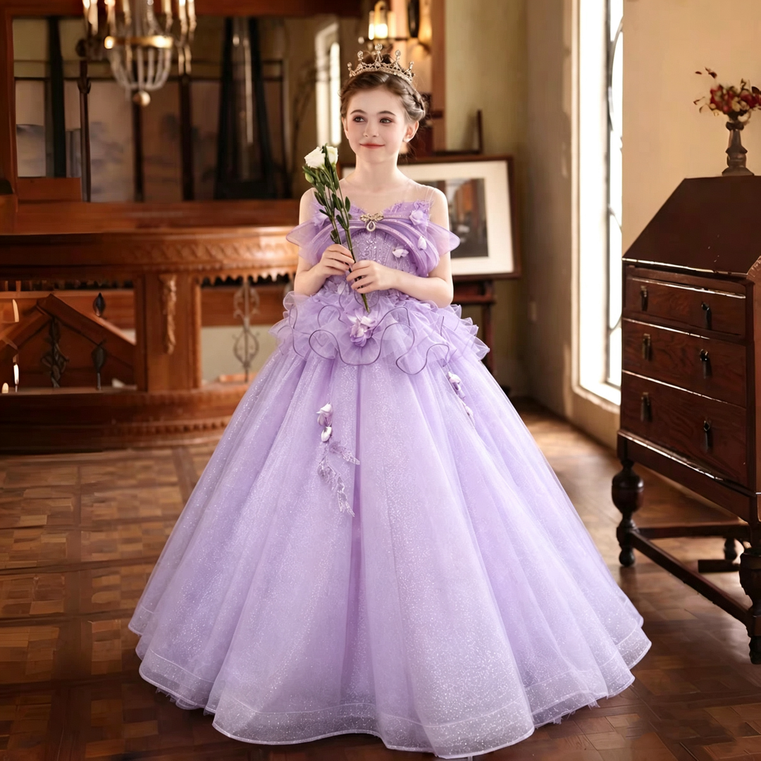 Dreamy Vow D308 Lilac girls formal gown, full length front
