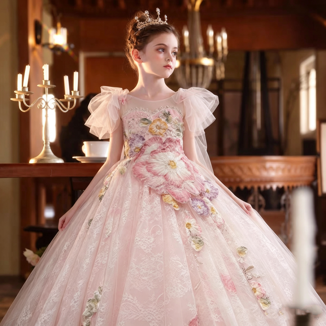 Dreamy Vow D333 Pink girls formal gown, front