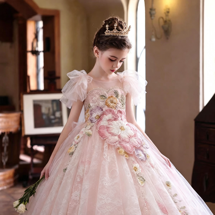 Dreamy Vow D333 Pink girls formal gown, side front