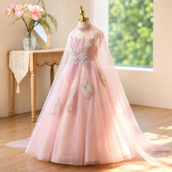 D365 pink butterfly dress with cape angle