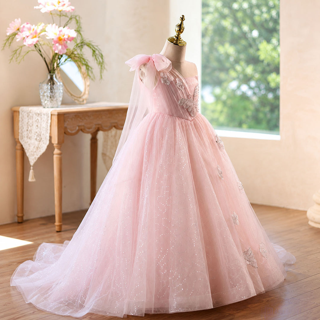 D368 pink princess ball gown angle