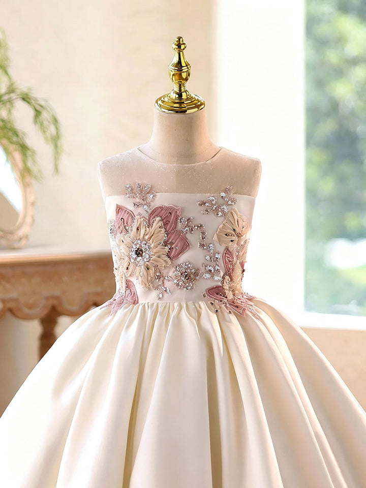 Dreamy Vow D379 Off White girls formal gown, floral bodice