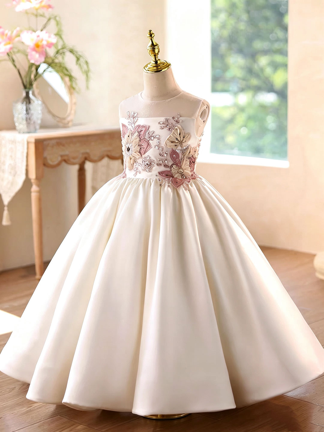 Dreamy Vow D379 Off White girls formal gown, side front