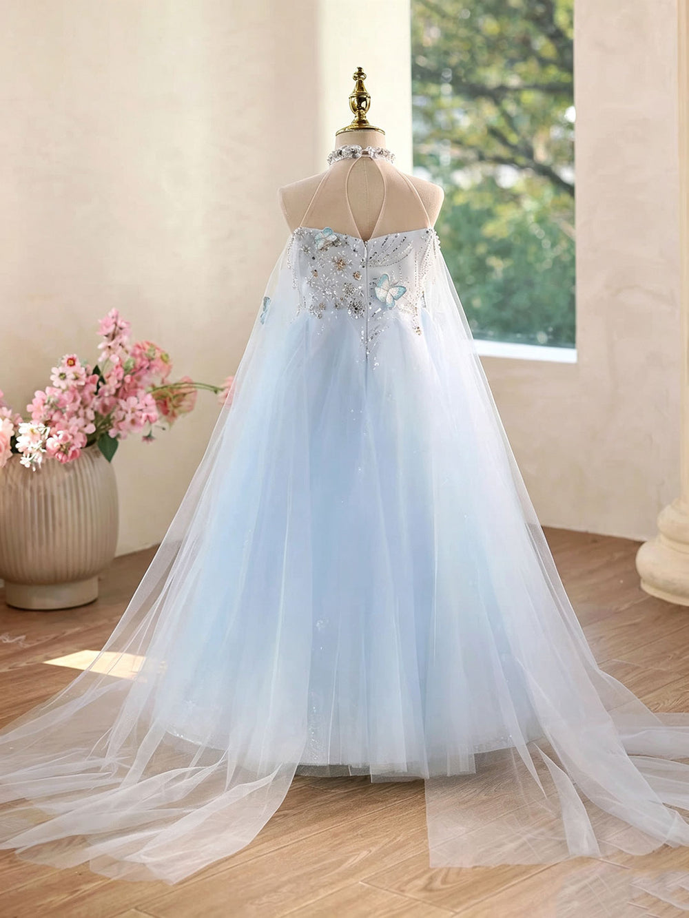 Dreamy Vow D381 Blue girls formal gown, back