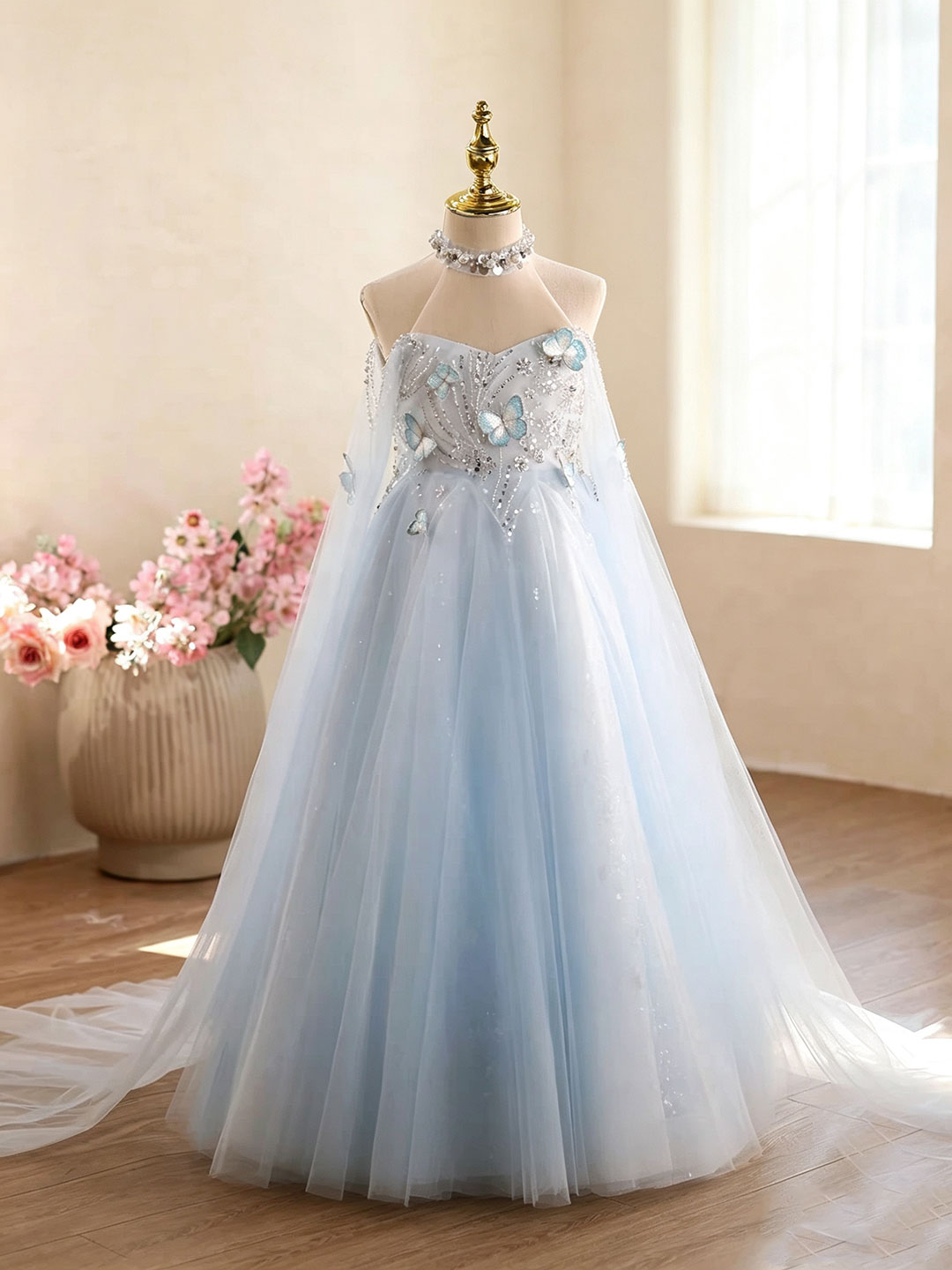 Dreamy Vow D381 Blue girls formal gown, front