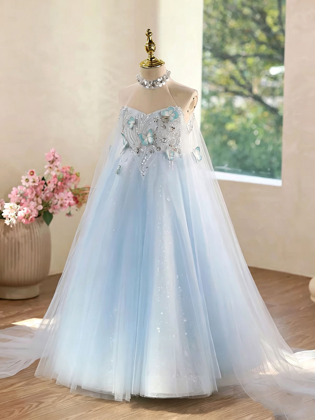 Dreamy Vow D381 Blue girls formal gown, full length