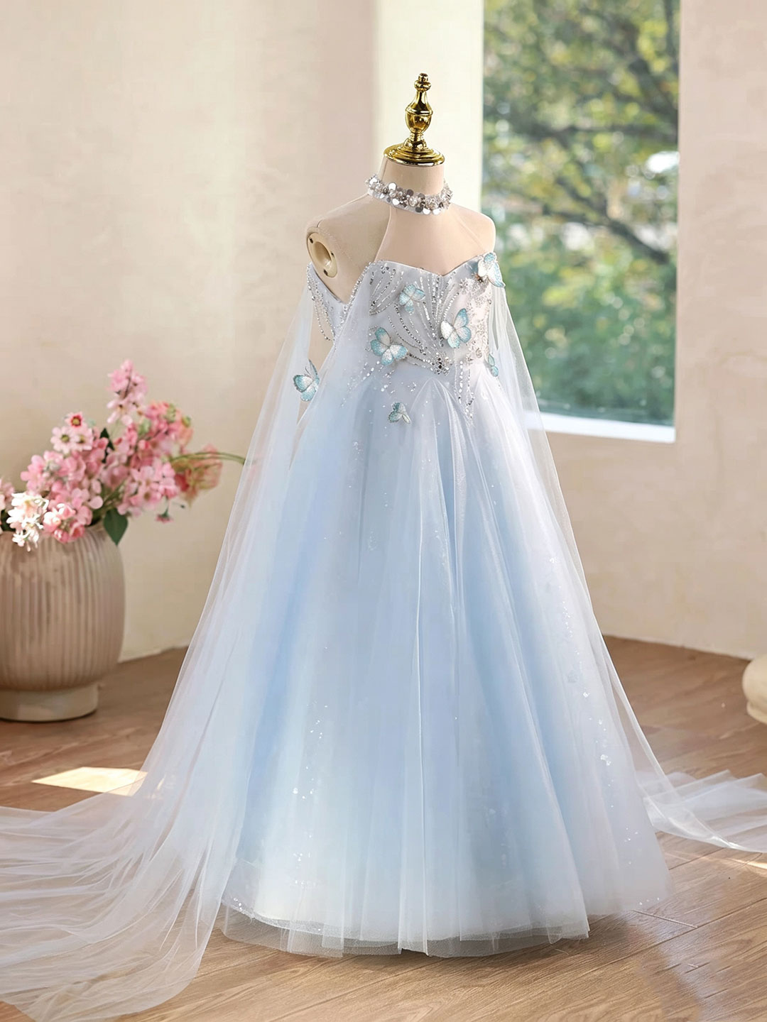 Dreamy Vow D381 Blue girls formal gown, side front