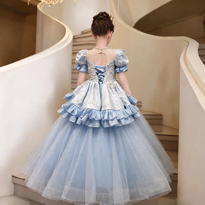 Dreamy Vow D382 Blue girls formal gown, back