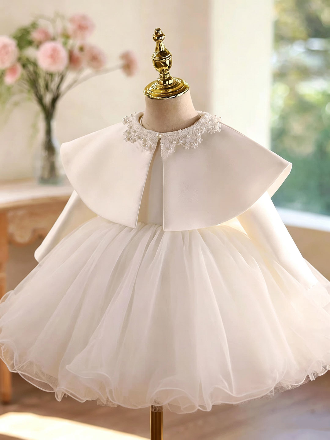 White D610 girls dress three quarter front
