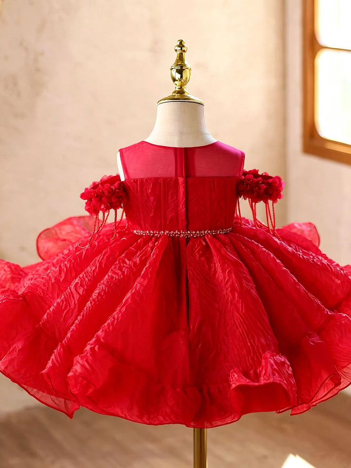 Red D612 girls dress back