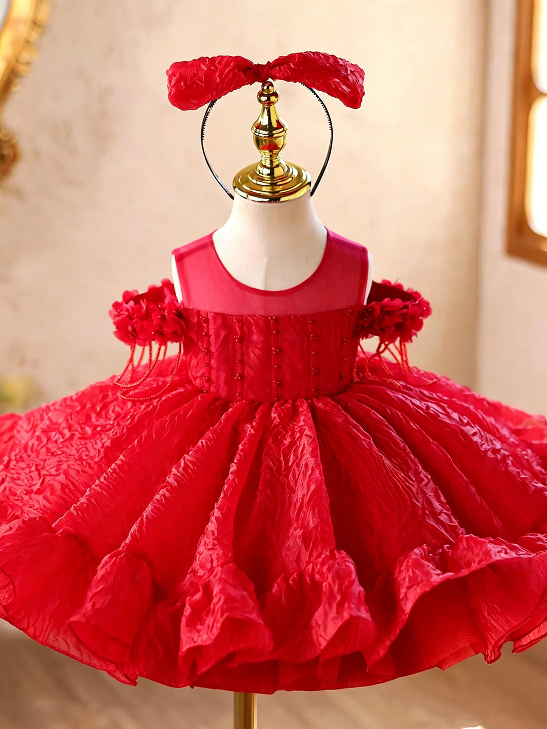 Red D612 girls dress styled view