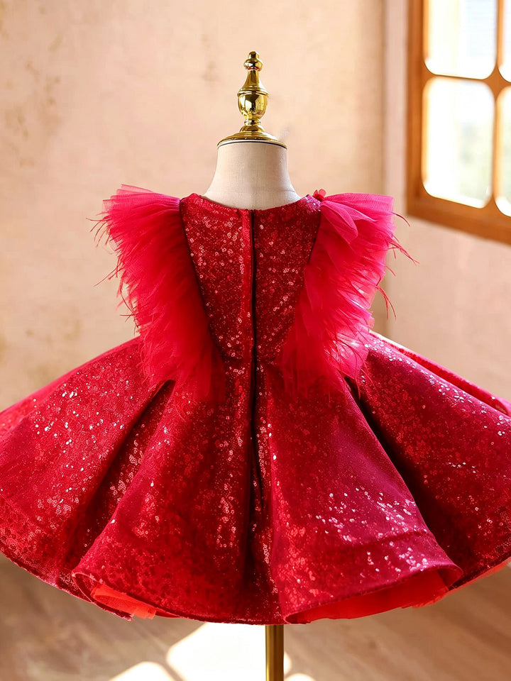 Red D613 girls dress back