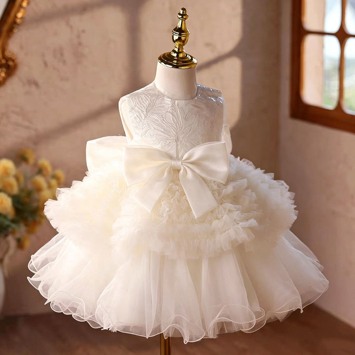 White tulle flower girl dress J863 front detail