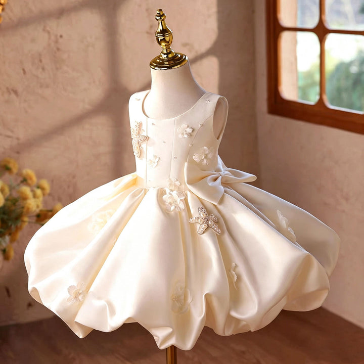Off white short flower girl dress J866 back view
