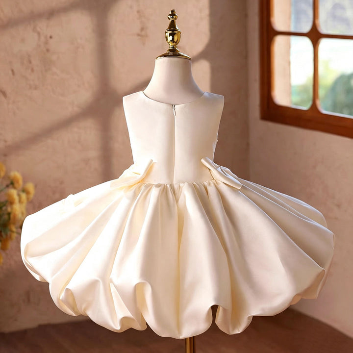 Off white short flower girl dress J866 side view