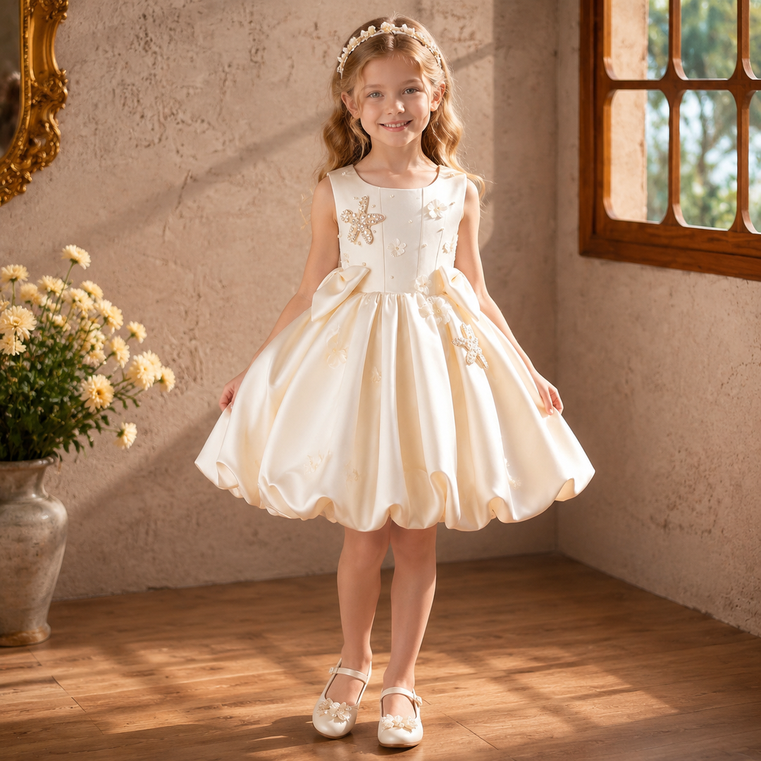 Off white short flower girl dress J866 main image