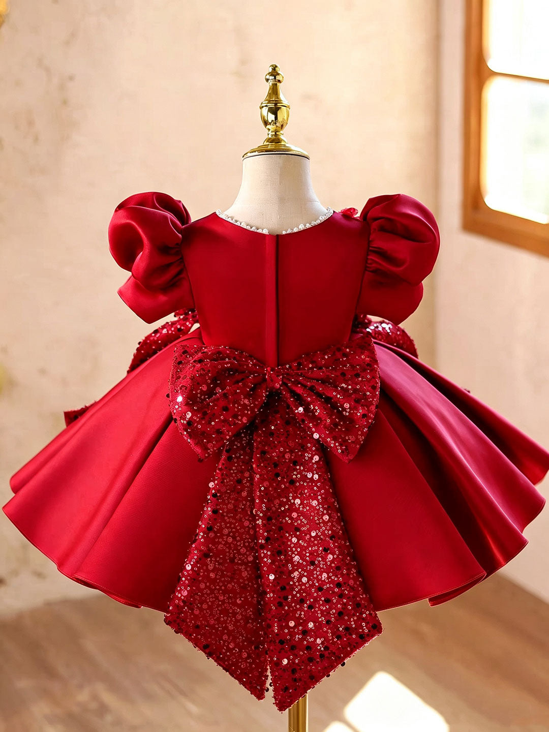 Red J921 girls dress back