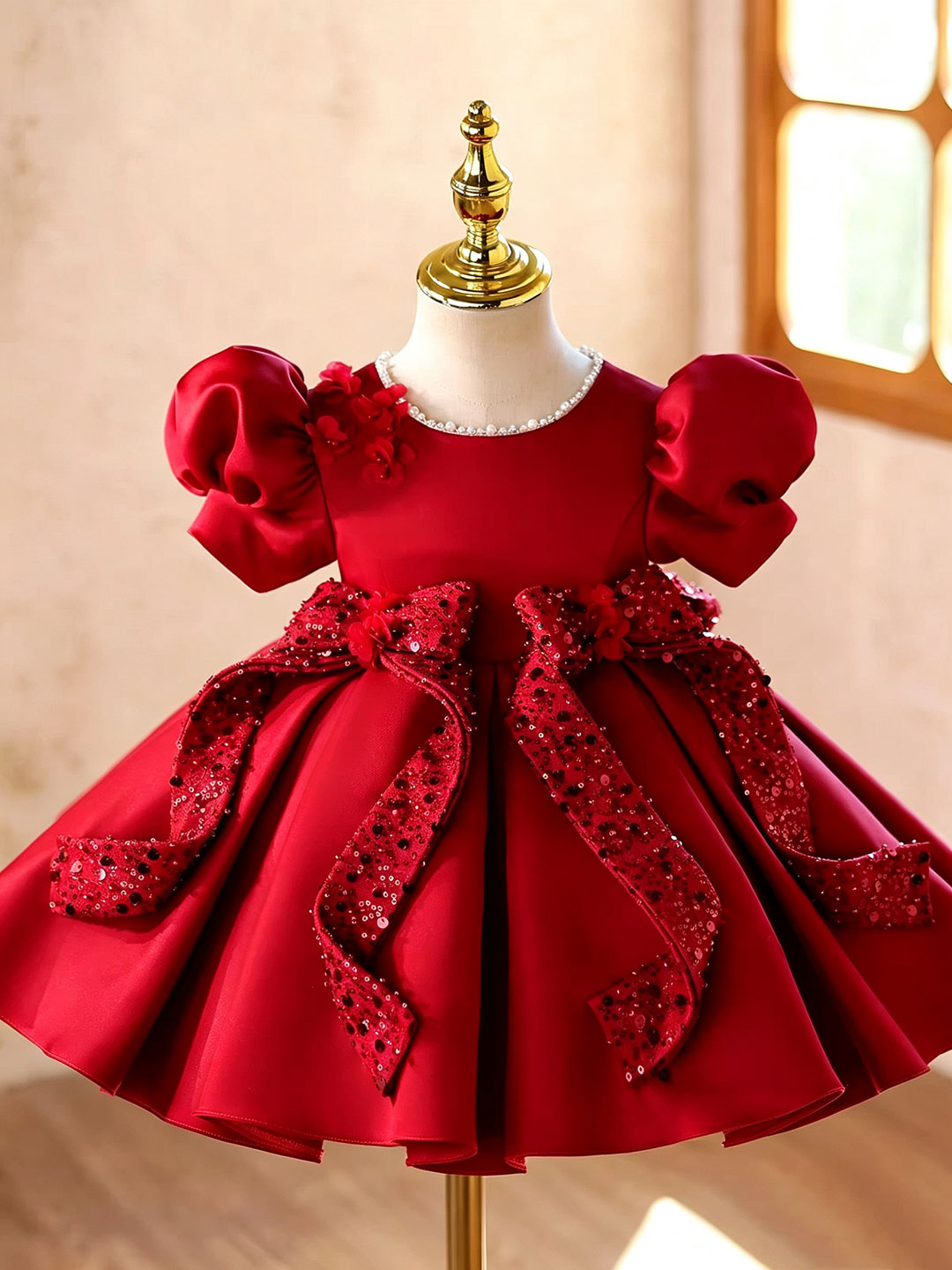 Red J921 girls dress front