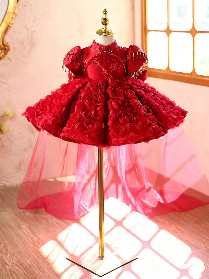Red J922 girls dress front