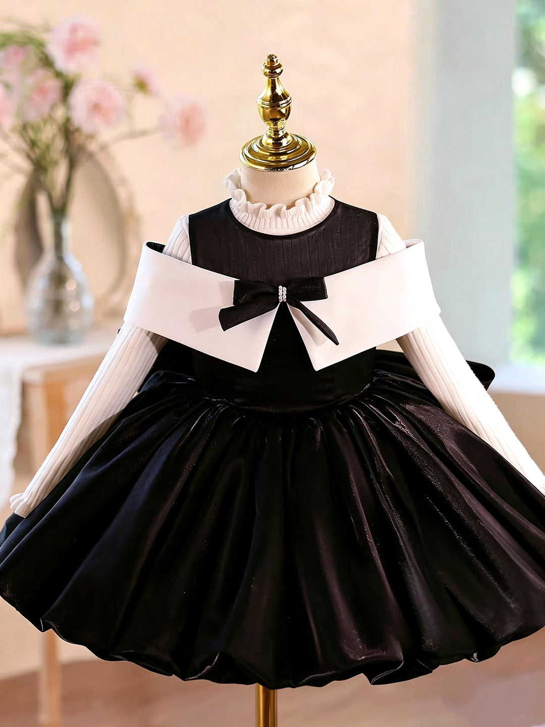 Black J923 girls dress layered styling