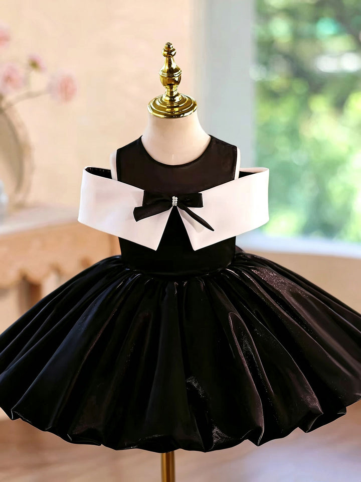 Black J923 girls dress three quarter front