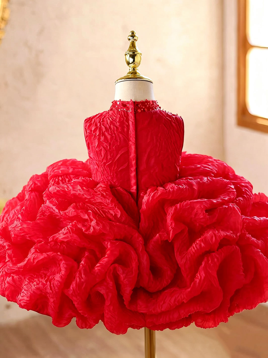Red J924 girls dress back