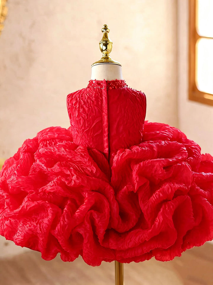 Red J924 girls dress back