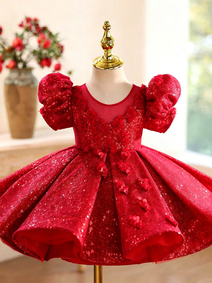 Dreamy Vow J925 Red girls occasion dress, floral detail