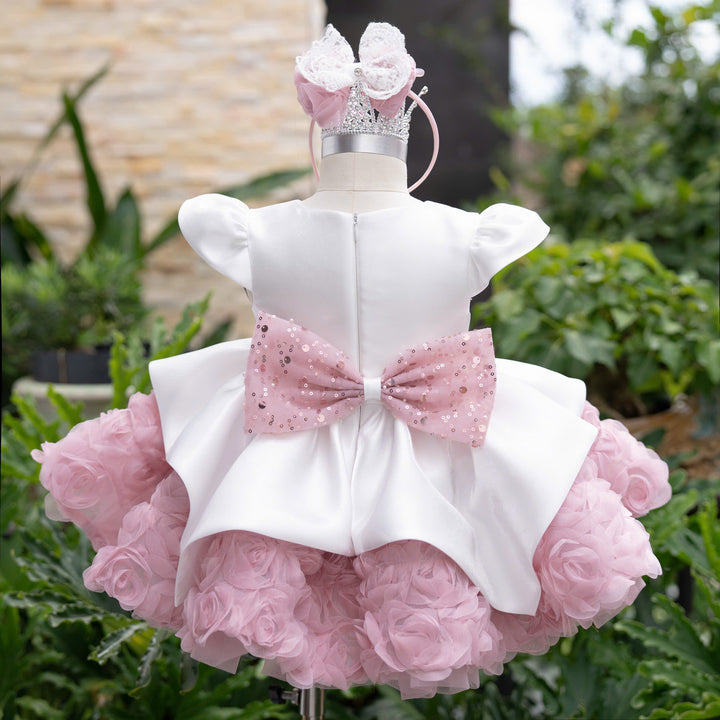 Dreamy Vow J927 White Pink girls occasion dress, back