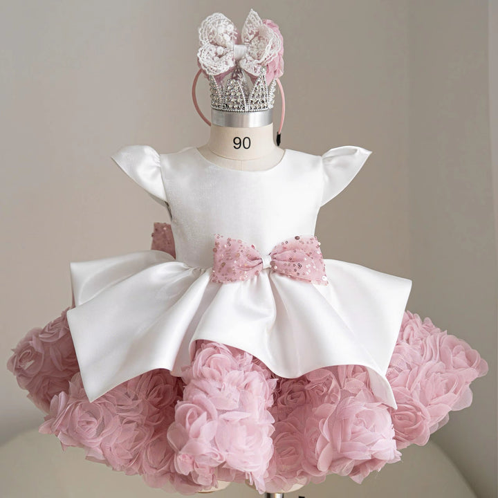 Dreamy Vow J927 White Pink girls occasion dress, front