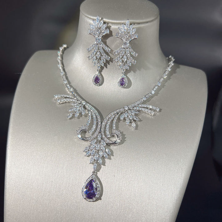 Dreamy Vow LE102 Purple necklace and earrings set, angled set