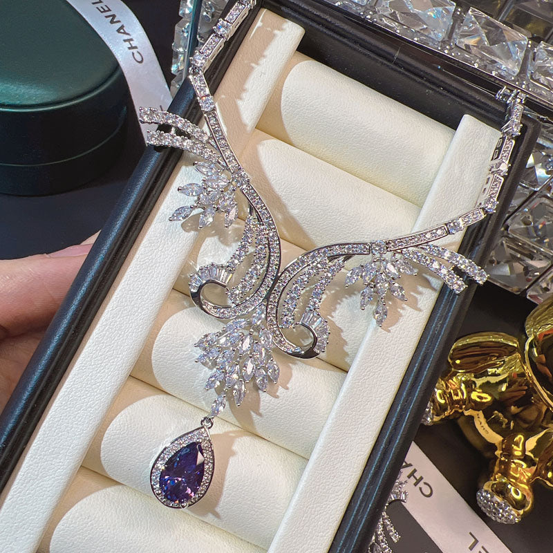 Dreamy Vow LE102 Purple necklace and earrings set, necklace detail