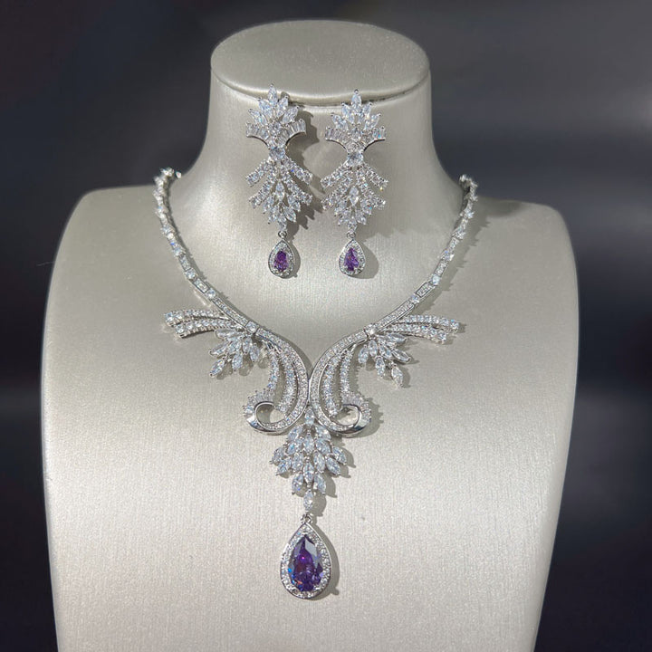 Dreamy Vow LE102 Purple necklace and earrings set, set front
