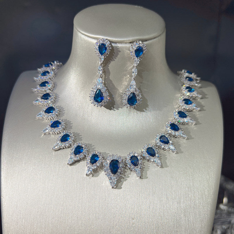 Dreamy Vow LE104 Blue necklace and earrings set, angled set