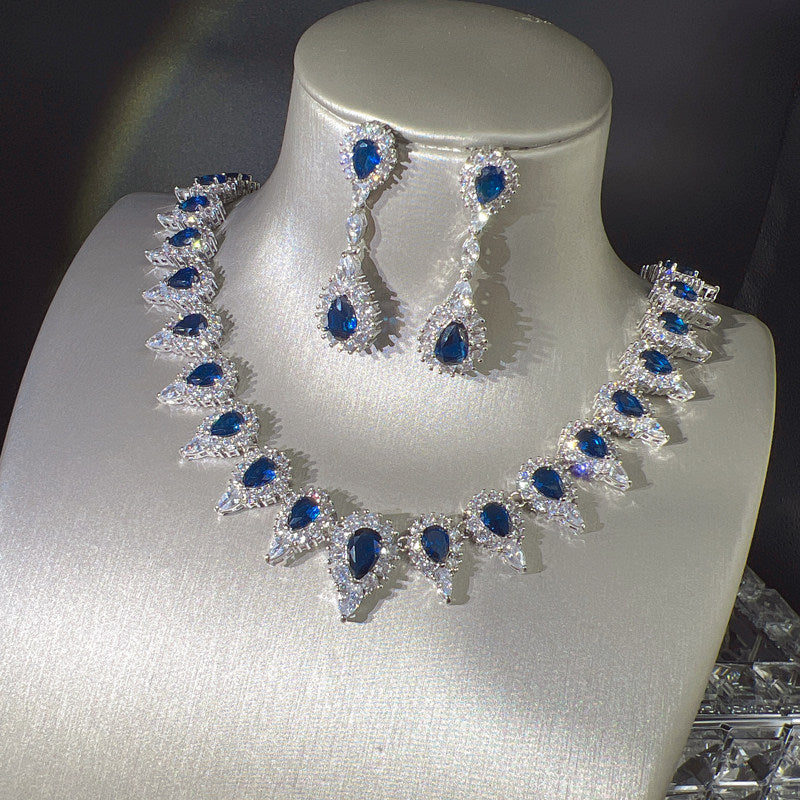 Dreamy Vow LE104 Blue necklace and earrings set, set front